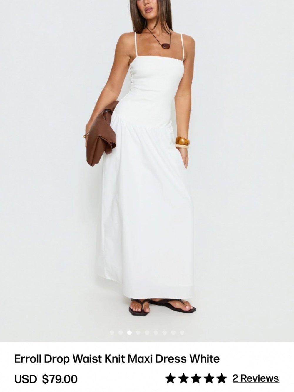 Princess Polly Enroll drop waist knit midi white dress